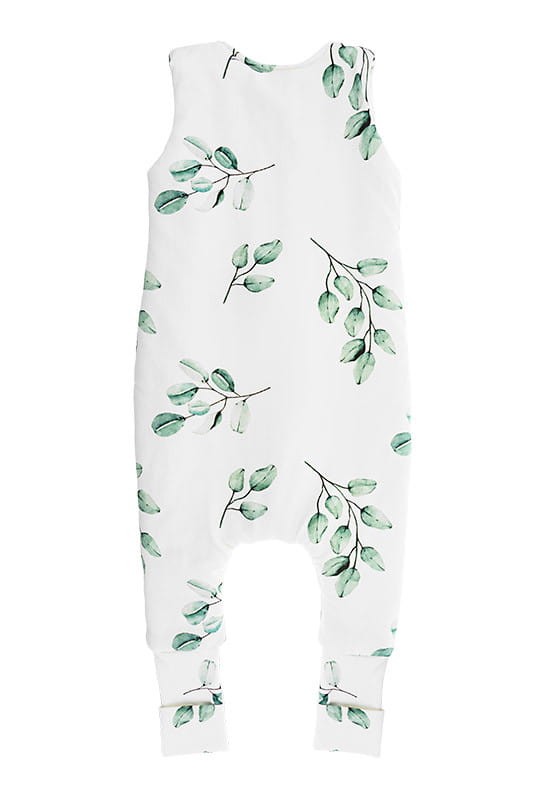 Dwustronny śpiworek z nóżkami - Eukaliptus-Czarne kropki / Sleepee