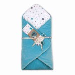 Rożek GWIAZDY & TURKUSOWY WELUR 3w1 z pieluszką muślinową / Pink no More