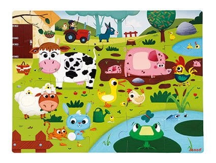 Puzzle sensoryczne 20 elementów Farma / Janod