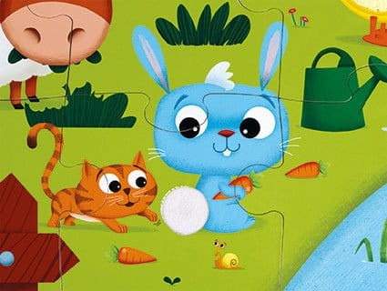 Puzzle sensoryczne 20 elementów Farma / Janod