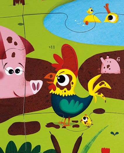 Puzzle sensoryczne 20 elementów Farma / Janod