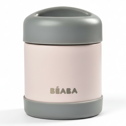 Pojemnik - termos obiadowy ze stali nierdzewnej z hermetycznym zamknięciem 300 ml - dark mist, light pink/ Beaba
