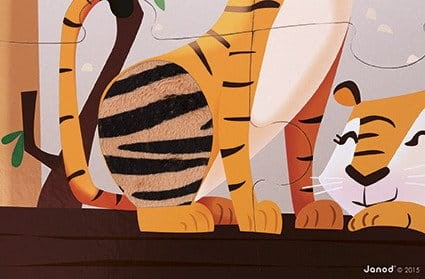 Puzzle sensoryczne 20 elementów Wycieczka do zoo, Janod