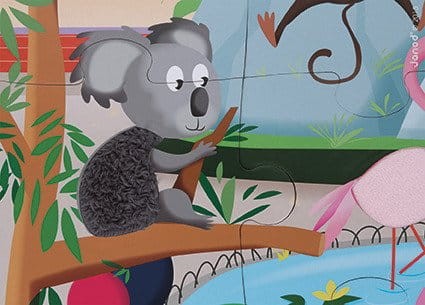 Puzzle sensoryczne 20 elementów Wycieczka do zoo, Janod