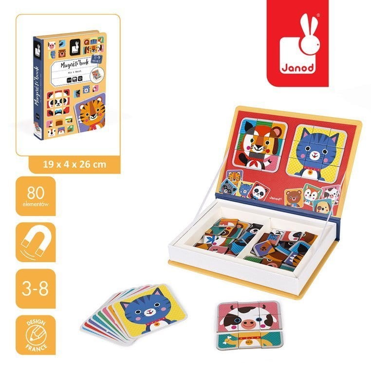 Magnetyczna układanka Puzzle zwierzątka Magnetibook / Janod