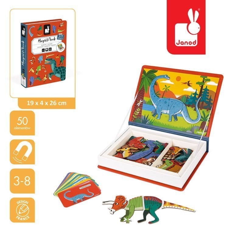 Magnetyczna układanka Dinozaury Magnetibook / Janod