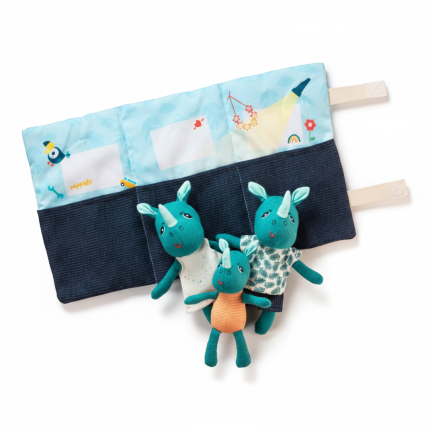 Mini - przytulanki rodzina nosorożców z rozkładaną matą Nosorożec Marius 2 lata+ / Lilliputiens 83245