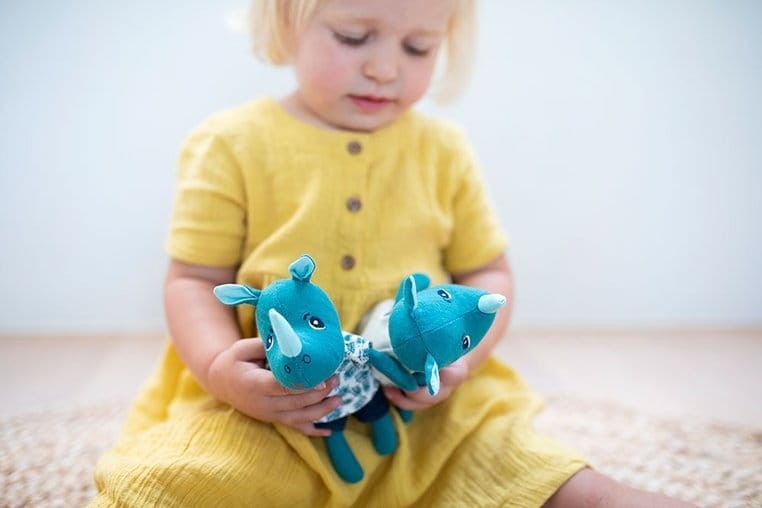 Mini - przytulanki rodzina nosorożców z rozkładaną matą Nosorożec Marius 2 lata+ / Lilliputiens