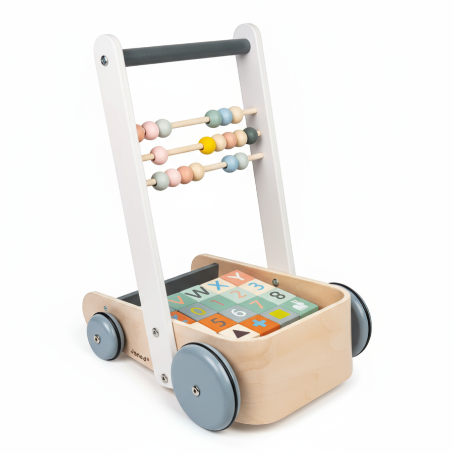 Wózek pchacz drewniany z 20 klockami Sweet Cocoon / Janod