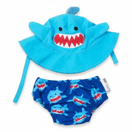Pieluszka kąpielowa + czapka Rekin 3-6 mies. / Zoocchini