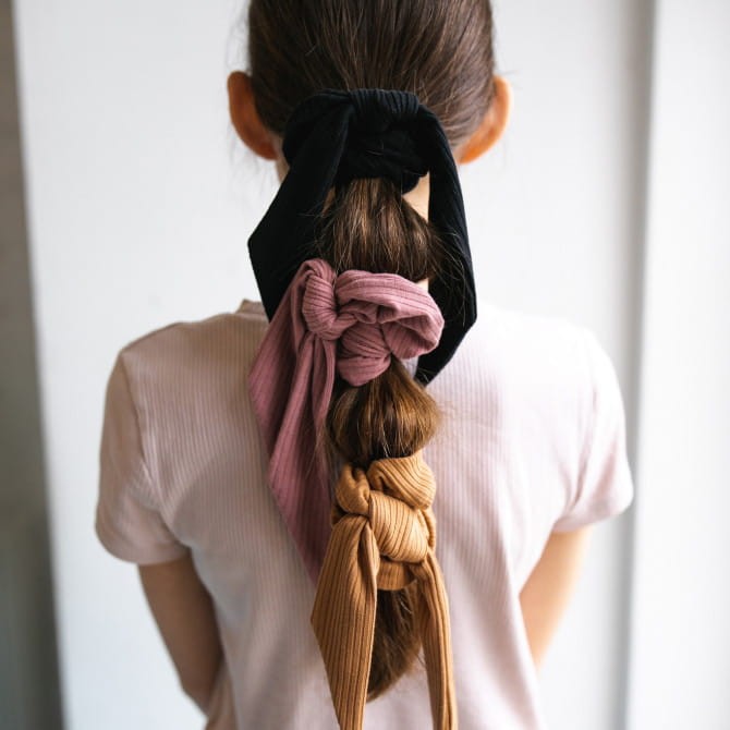 Gumka do włosów ze wstążką GREY RIB / UL&KA