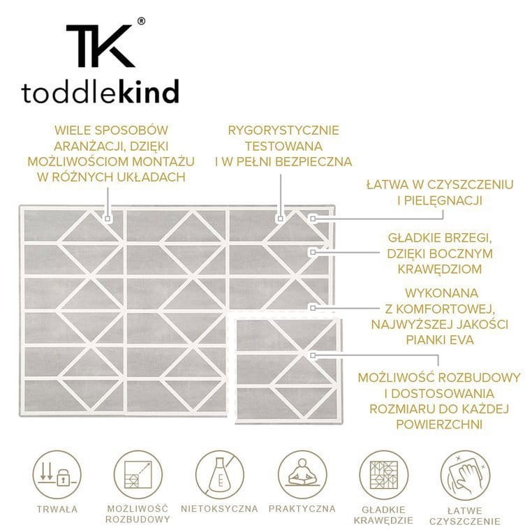 Mata piankowa podłogowa do zabawy Nordic Pebble Grey / Toddlekind