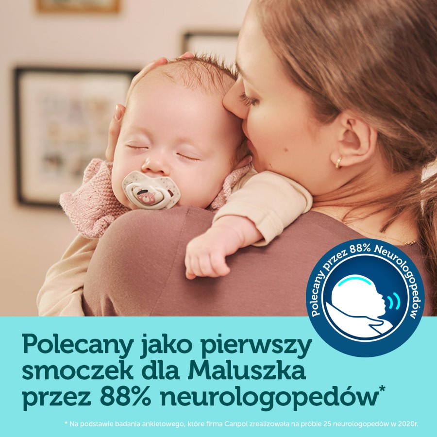 Smoczki silikonowe symetryczne BONJOUR PARIS RÓŻ - rozmiary / Canpol babies (
