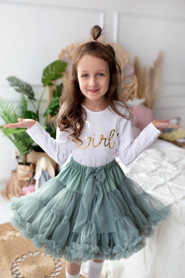 Spódnica Pettiskirt - brudna mięta RÓŻNE ROZMIARY / Manufaktura Falbanek