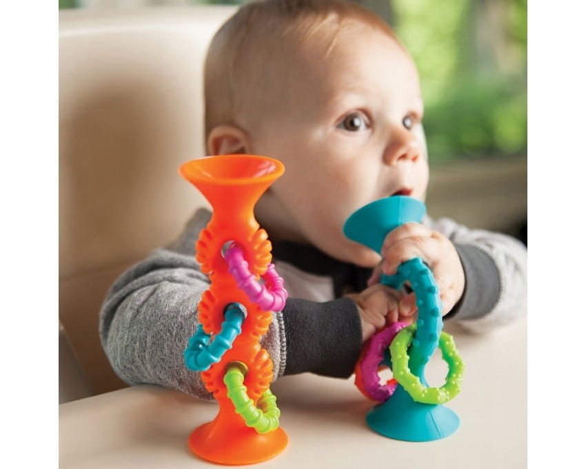 Bobo Przyssawki - grzechotka niebieska / Fat Brain Toys