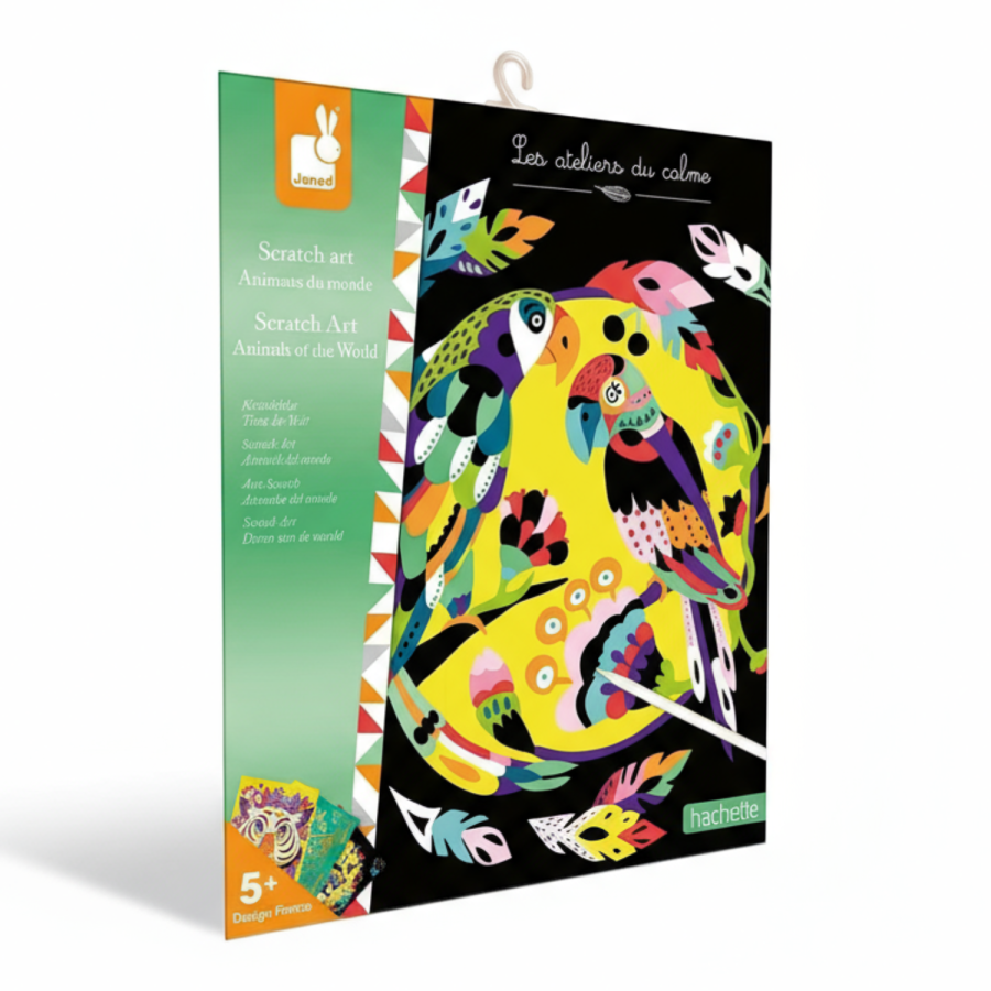 Zestaw kreatywny do zdrapywania - Zwierzęta świata 5+ / Janod J07891