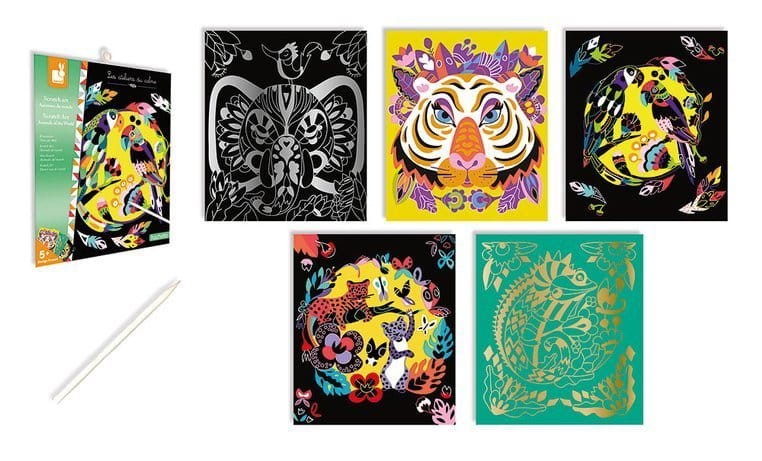 Zestaw kreatywny do zdrapywania - Zwierzęta świata 5+ / Janod