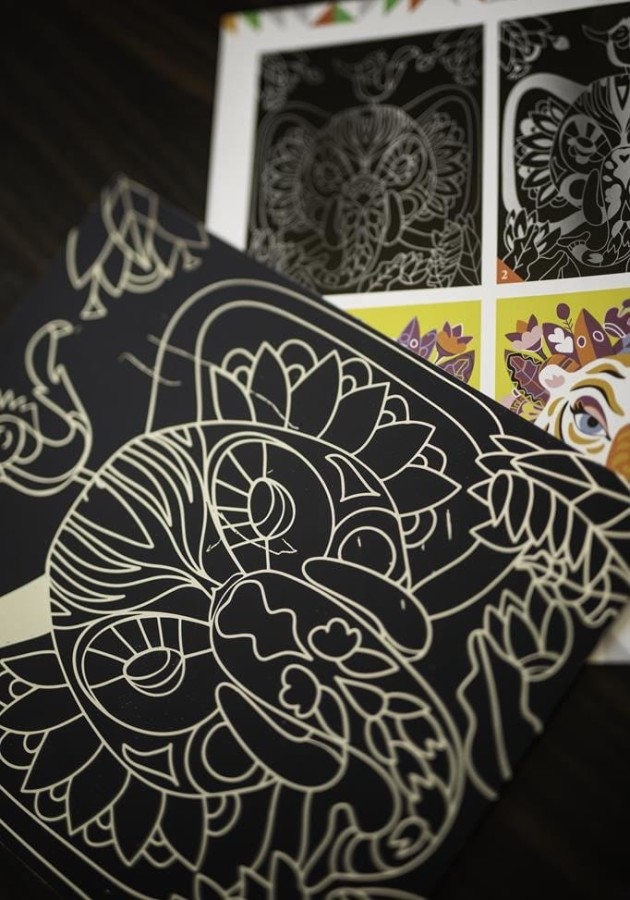 Zestaw kreatywny do zdrapywania - Zwierzęta świata 5+ / Janod