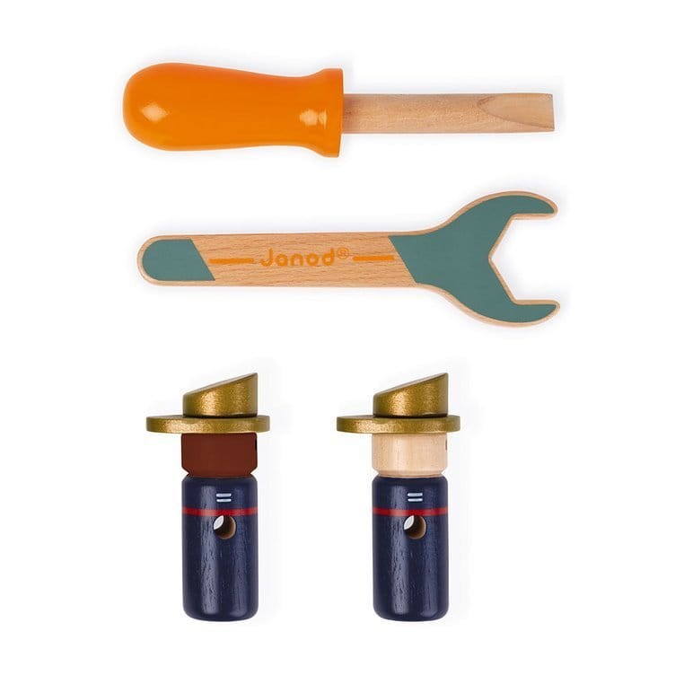 Drewniany wóz strażacki do składania z narzędziami Brico'kids / Janod