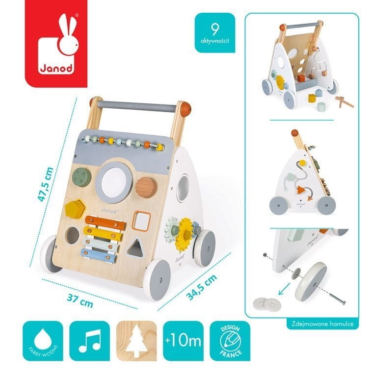 Wielofunkcyjny pchacz edukacyjny drewniany Sweet Cocoon 12 m+ / Janod