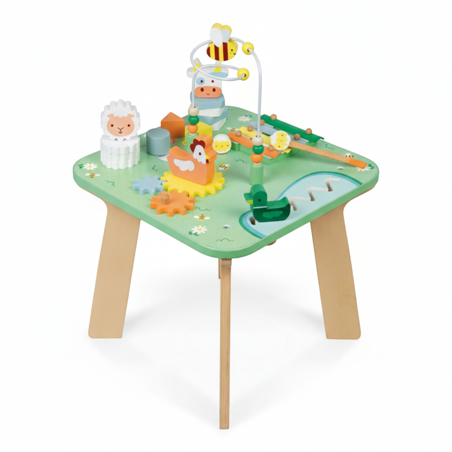 Wielofunkcyjny stolik edukacyjny drewniany Łąka 12 m+ / Jano