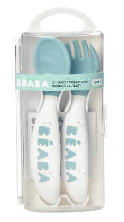 Sztućce plastikowe w etui Blue / Beaba