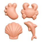 Silikonowe foremki do piasku 4 szt. Scrunch - Koralowy