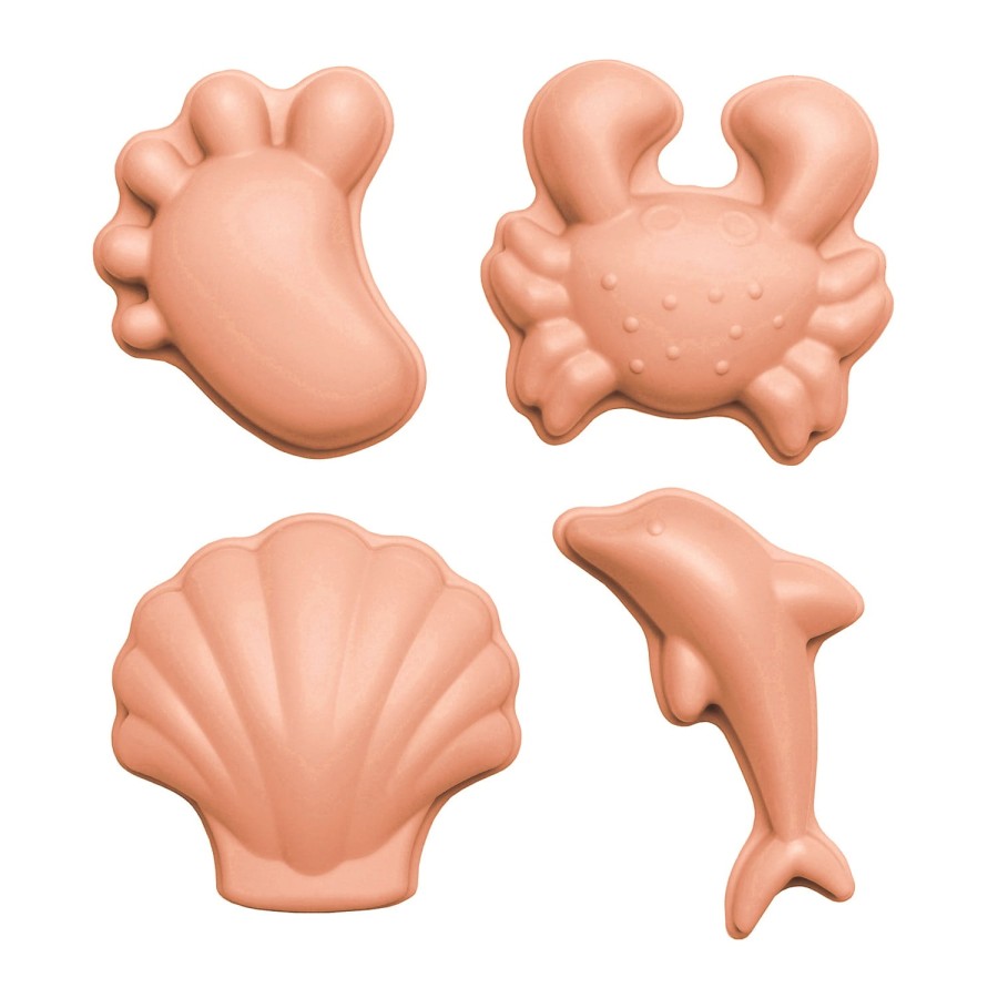 Silikonowe foremki do piasku 4 szt. Scrunch - Koralowy