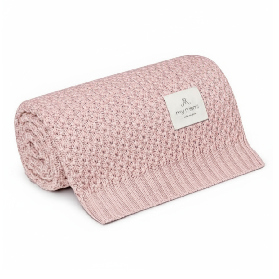 Bambusowy kocyk powder pink 80x100 - chain / My MEMI