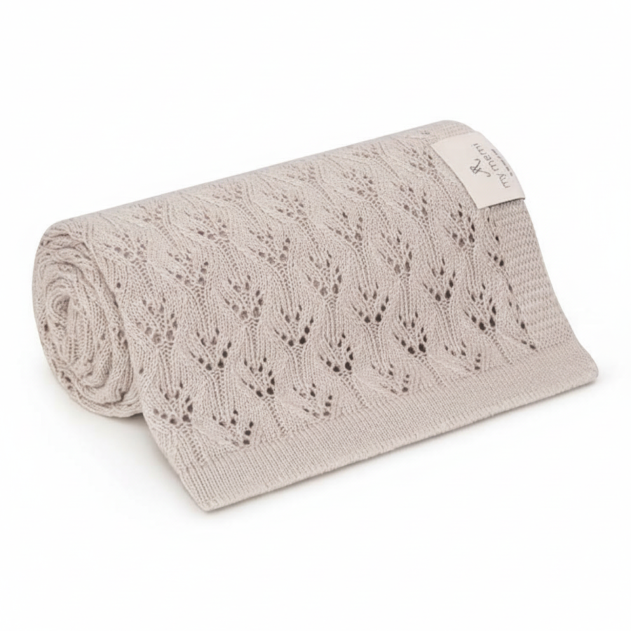 Ażurowy kocyk bambusowy 80x100 light beige / My Memi