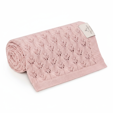 Ażurowy kocyk bambusowy 80x100 powder pink / My Memi
