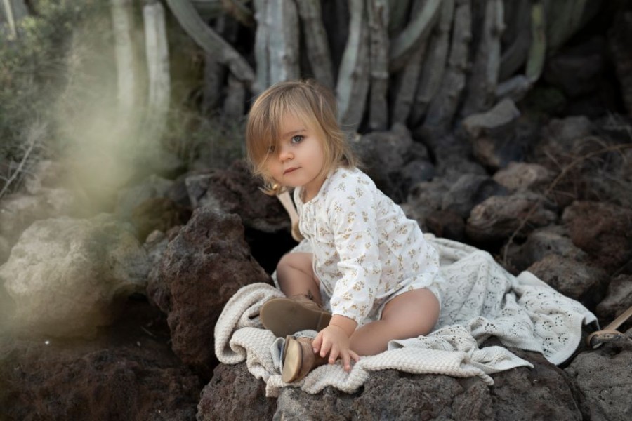 Ażurowy kocyk bambusowy 80x100 light beige / My Memi