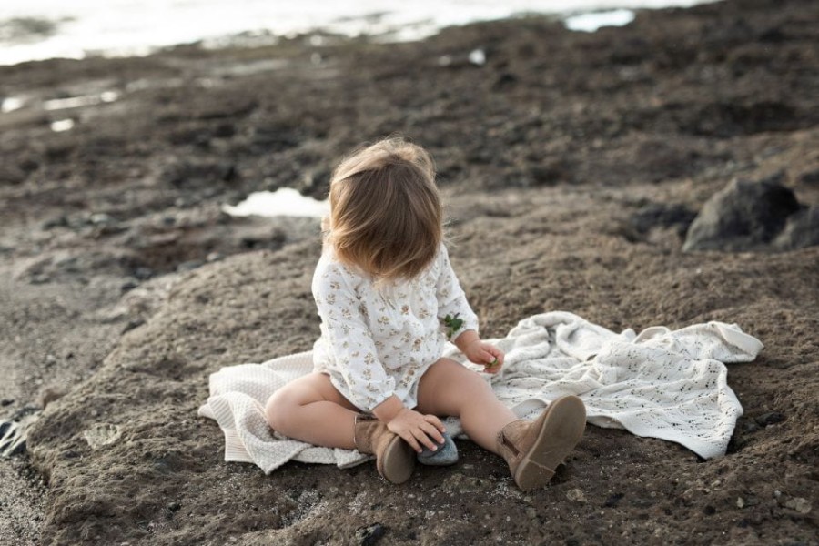 Ażurowy kocyk bambusowy 80x100 light beige / My Memi