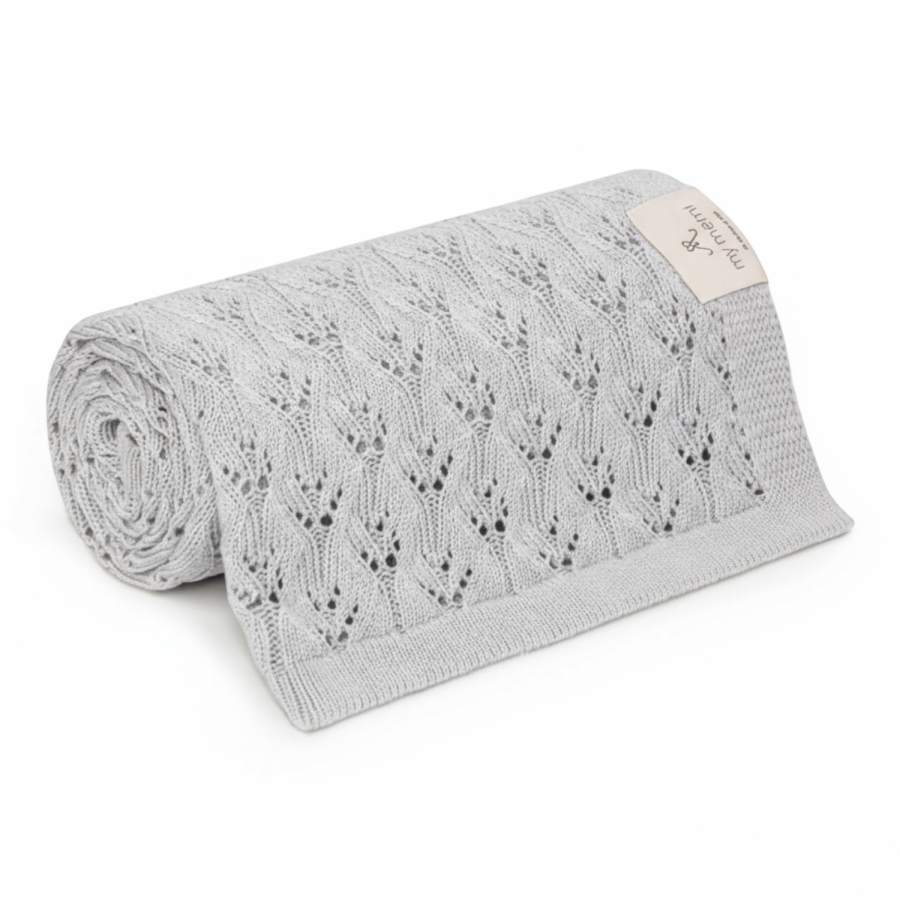 Ażurowy kocyk bambusowy 80x100 light grey / My Memi