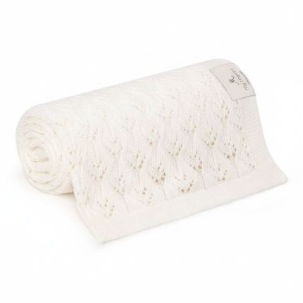 Ażurowy kocyk bambusowy 80x100 cream / My Memi