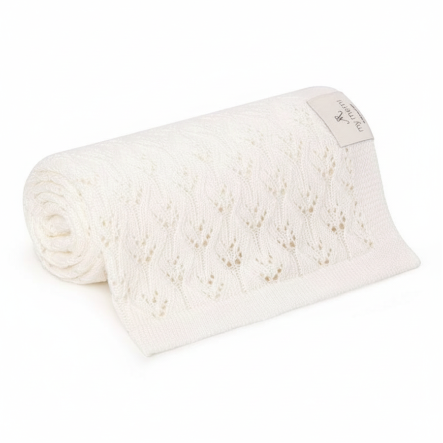 Ażurowy kocyk bambusowy 80x100 cream / My Memi