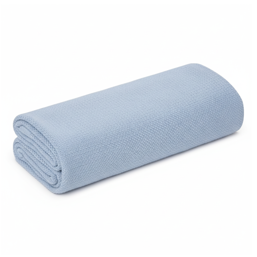 Bambusowy otulacz / lekki kocyk z jonami srebra 100x100 baby blue / MEMI