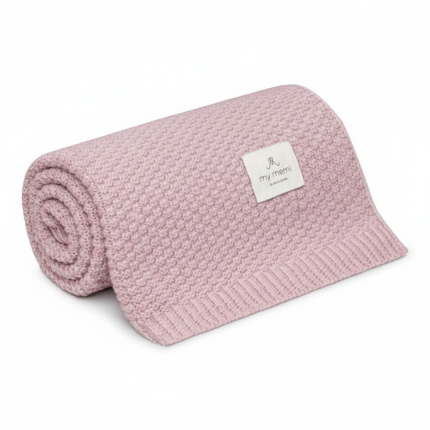 Kocyk ze 100% wełny merino powder pink - premium collection / My Memi