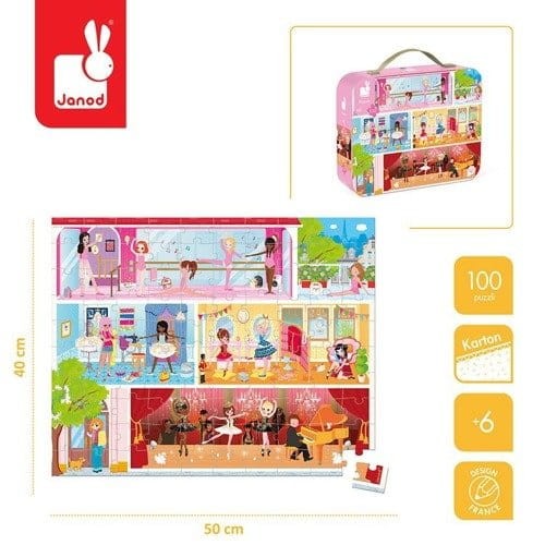 Puzzle w walizce Akademia tańca 100 elementów 6+ / Janod