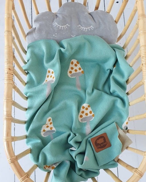 Kocyk dziany SMILE turquoise/ Pink no More