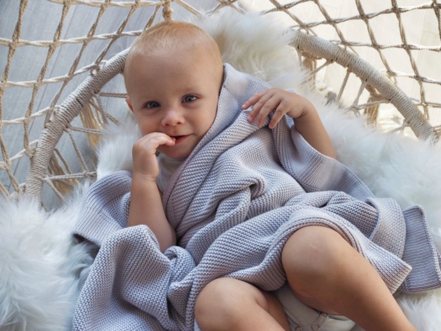 Bambusowy kocyk light grey 80x100 - classic / My Memi