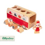 Drewniany autobus - sorter z 4 kurczaczkami Kokoszka Paulette 12 m+ / Lilliputiens
