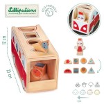 Drewniany autobus - sorter z 4 kurczaczkami Kokoszka Paulette 12 m+ / Lilliputiens