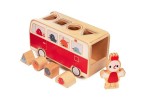 Drewniany autobus - sorter z 4 kurczaczkami Kokoszka Paulette 12 m+ / Lilliputiens