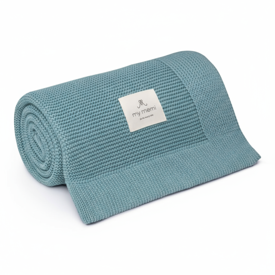 Bambusowy kocyk teal 80x100 - classic / My Memi