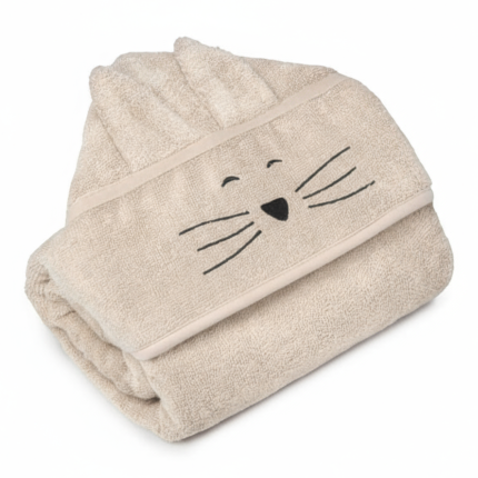 Duży bambusowy ręcznik beige - cat / My Memi