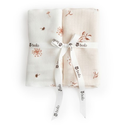 2pak pieluszek muślinowych 70x70cm – dmuchawce i gałązki bawełny / Bolo