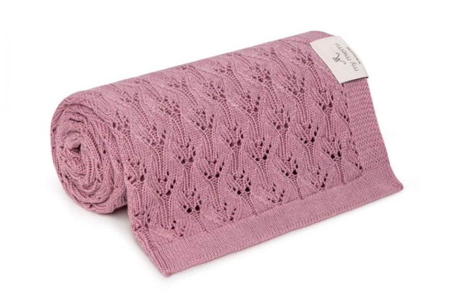 Ażurowy kocyk bambusowy 80x100 vintage pink / My Memi