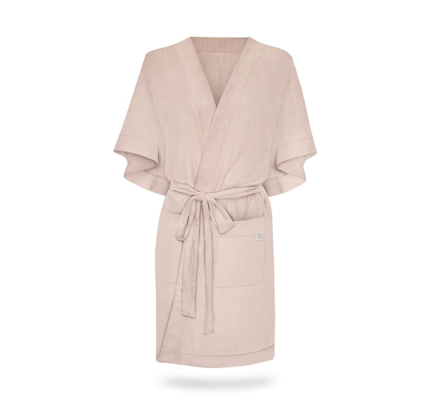 Szlafrok/kimono LINEN dla kobiet w ciąży i dla mam - Sepia Rose / BabySteps