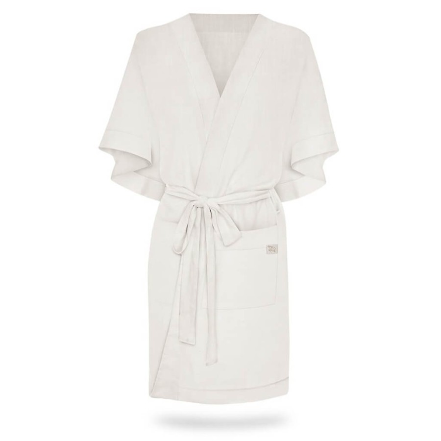 Szlafrok/kimono LINEN dla kobiet w ciąży i dla mam - Cloud Dancer / BabySteps